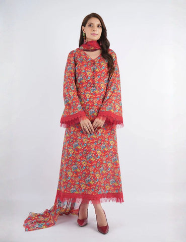 Unstitched Bareeza Print Linen 3-Pc 04