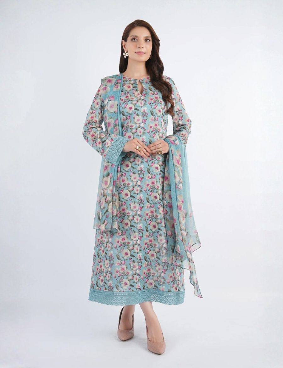 Unstitched Bareeza Print Linen 3-Pc 05