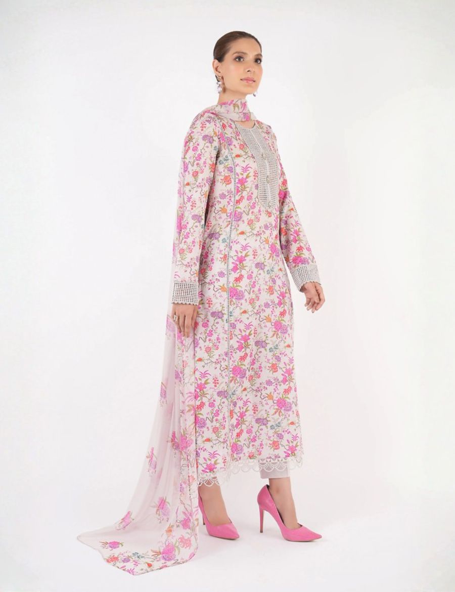 Unstitched Bareeza Print Linen 3-Pc 07