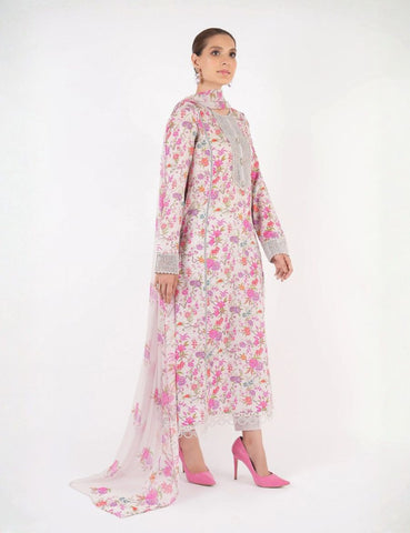 Unstitched Bareeza Print Linen 3-Pc 07