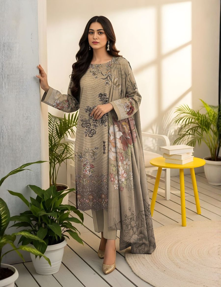 Unstitched Bareeze Embroidered Viscose 3-Pc 08