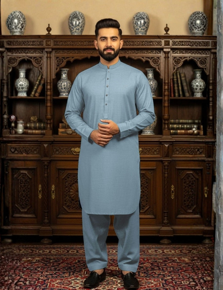 Gul Ahmad German cotton Dusty Sky Blue