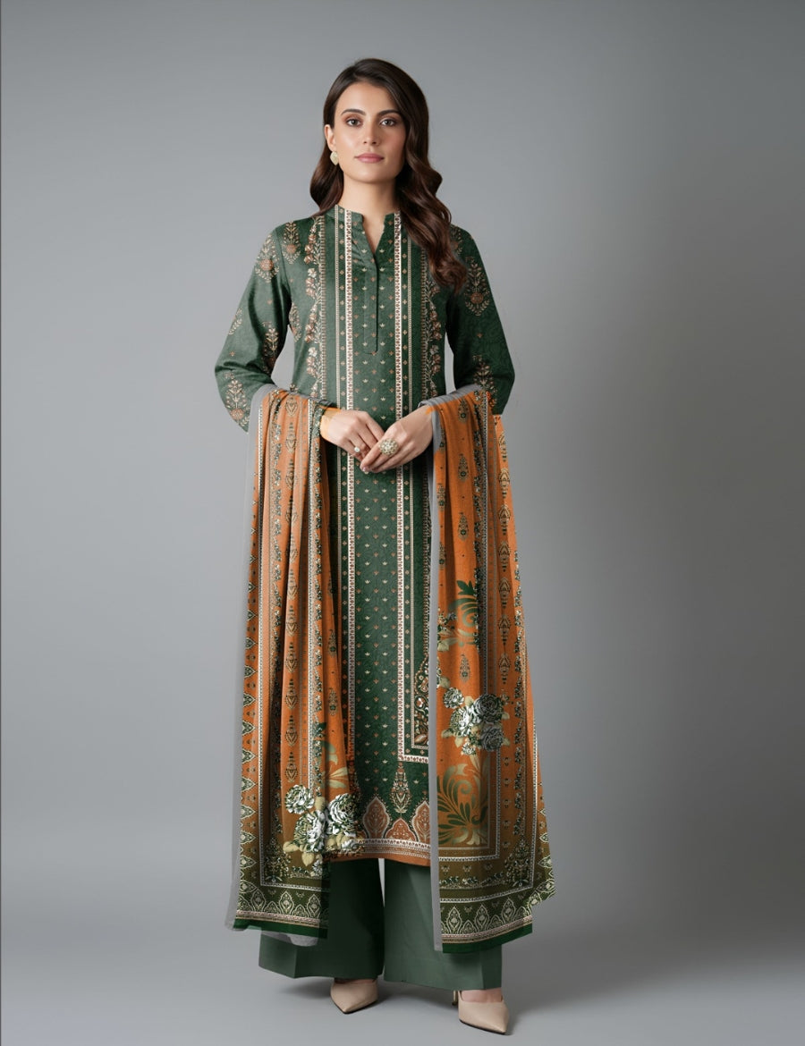 Bareeza Printed Lawn 3PC 7385