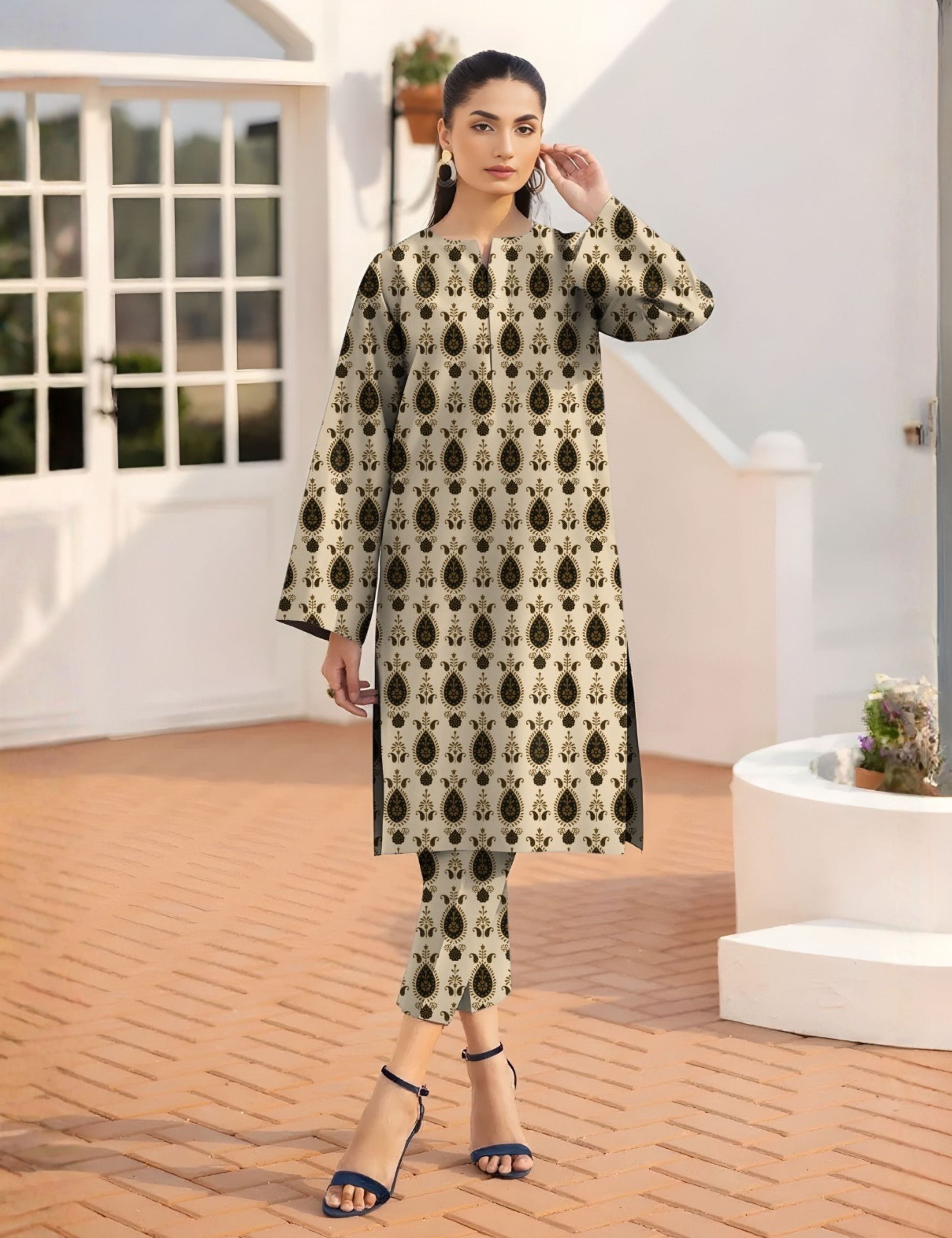 Baroque Unstitched Printed Khaddar 2pc
