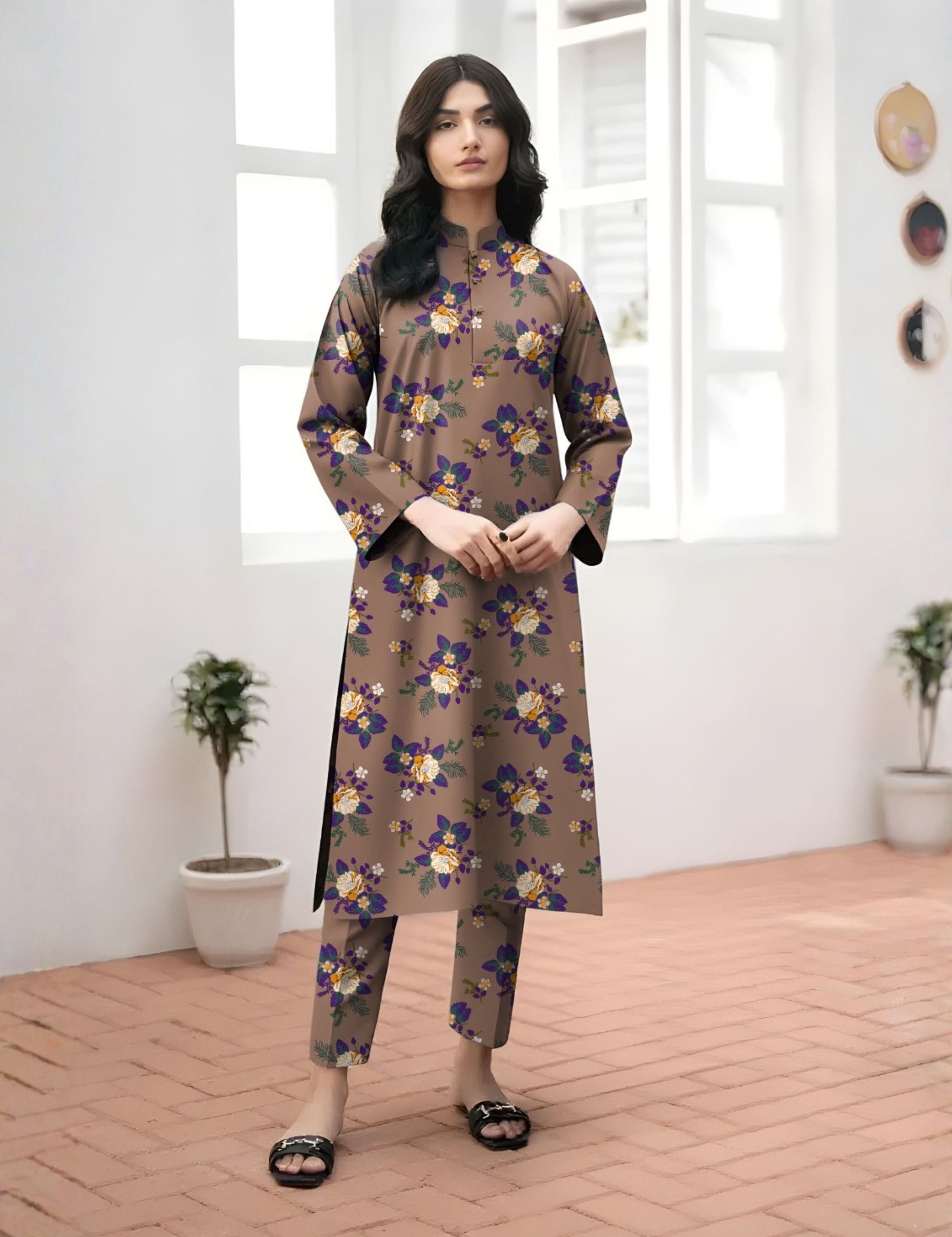 Baroque Unstitched Printed Khaddar 2pc