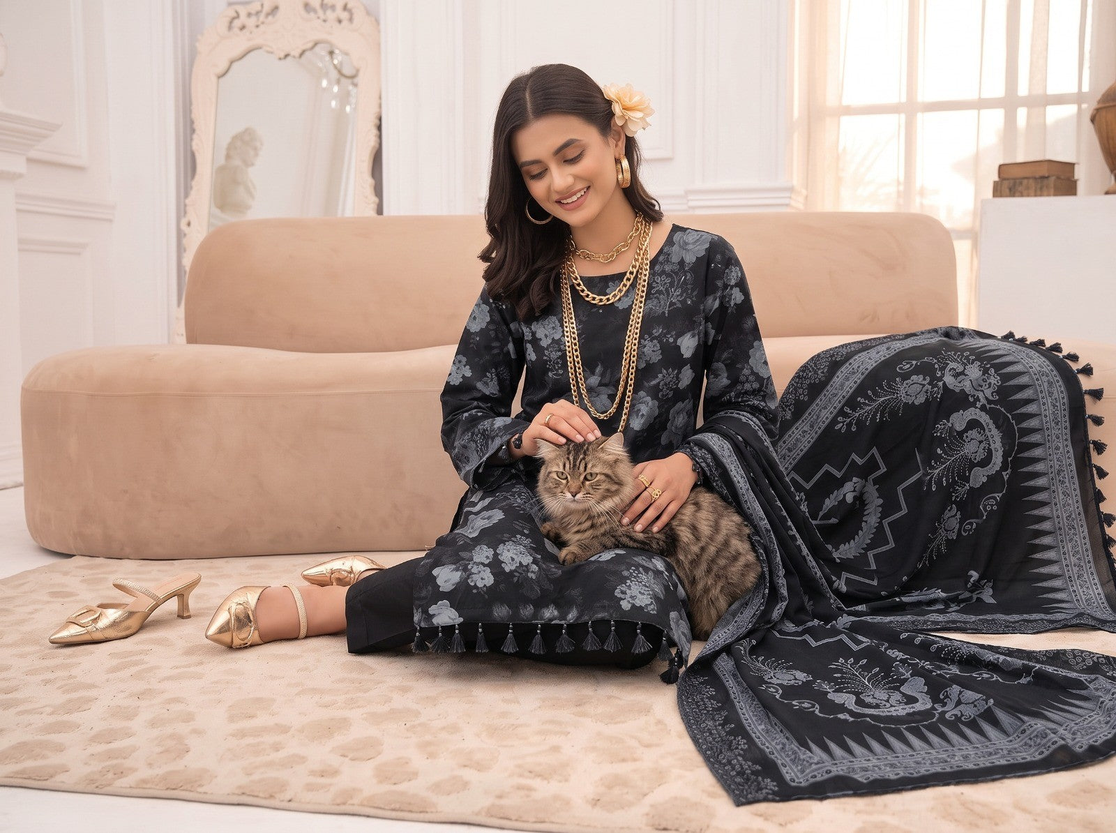 bareeze emb linen 3pc