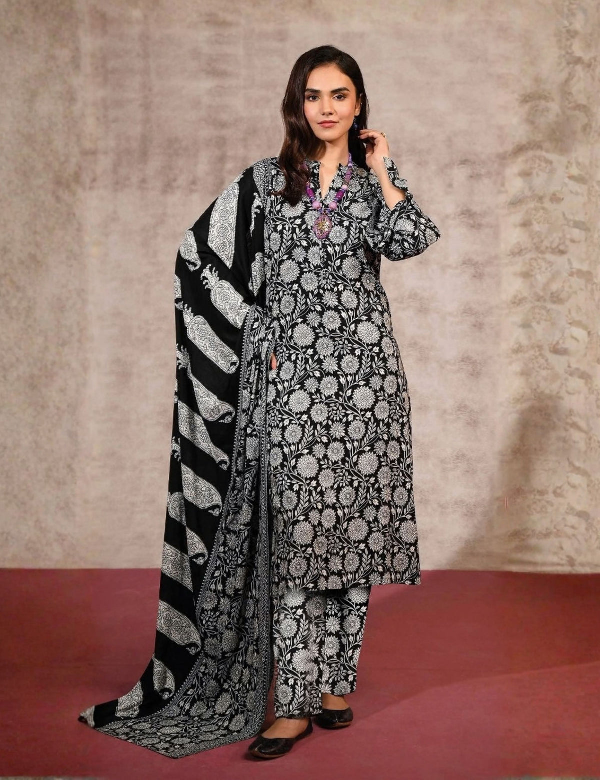 Sawan Printed Khaddar 3-Pc SP-4464