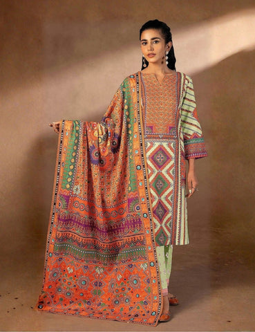 Sawan Printed Khaddar 3-Pc SP-4471