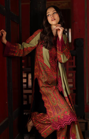 Unstitched C-Print Printed Linen 3 Piece CP-8099