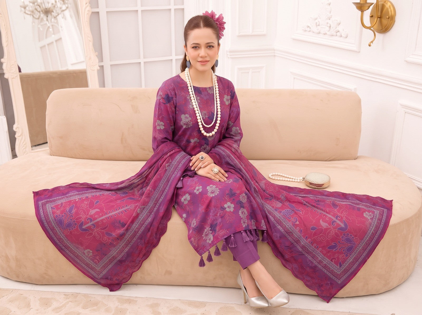 bareeze emb linen 3pc