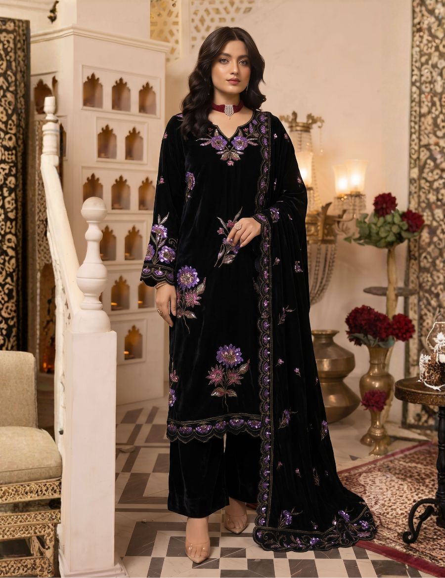 Zarmeen Emaan Premium Velvet Suit ZE-966 3