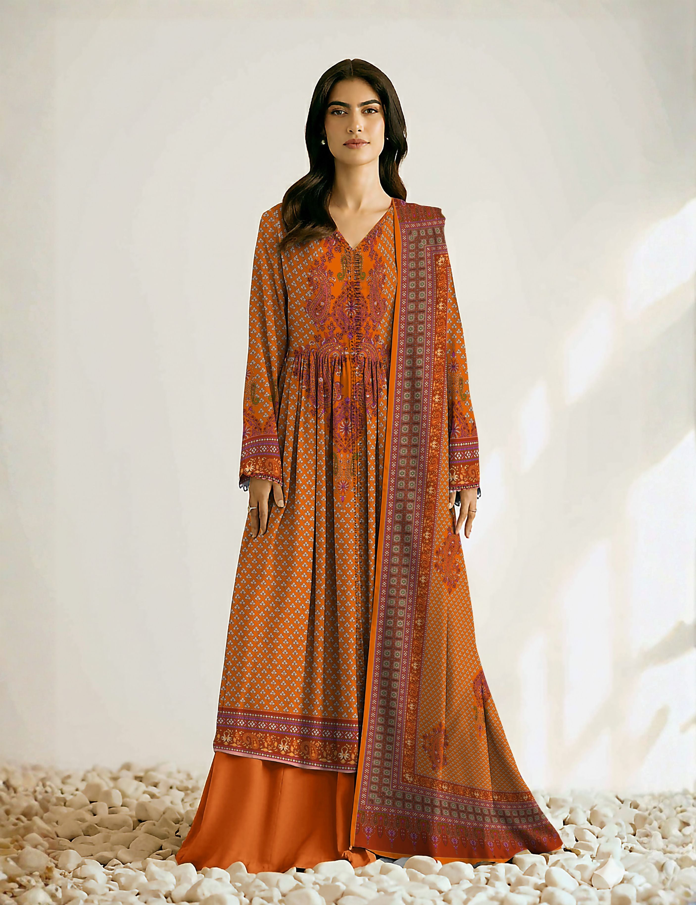 Nishat Unstitched Printed Khaddar 3-Pc