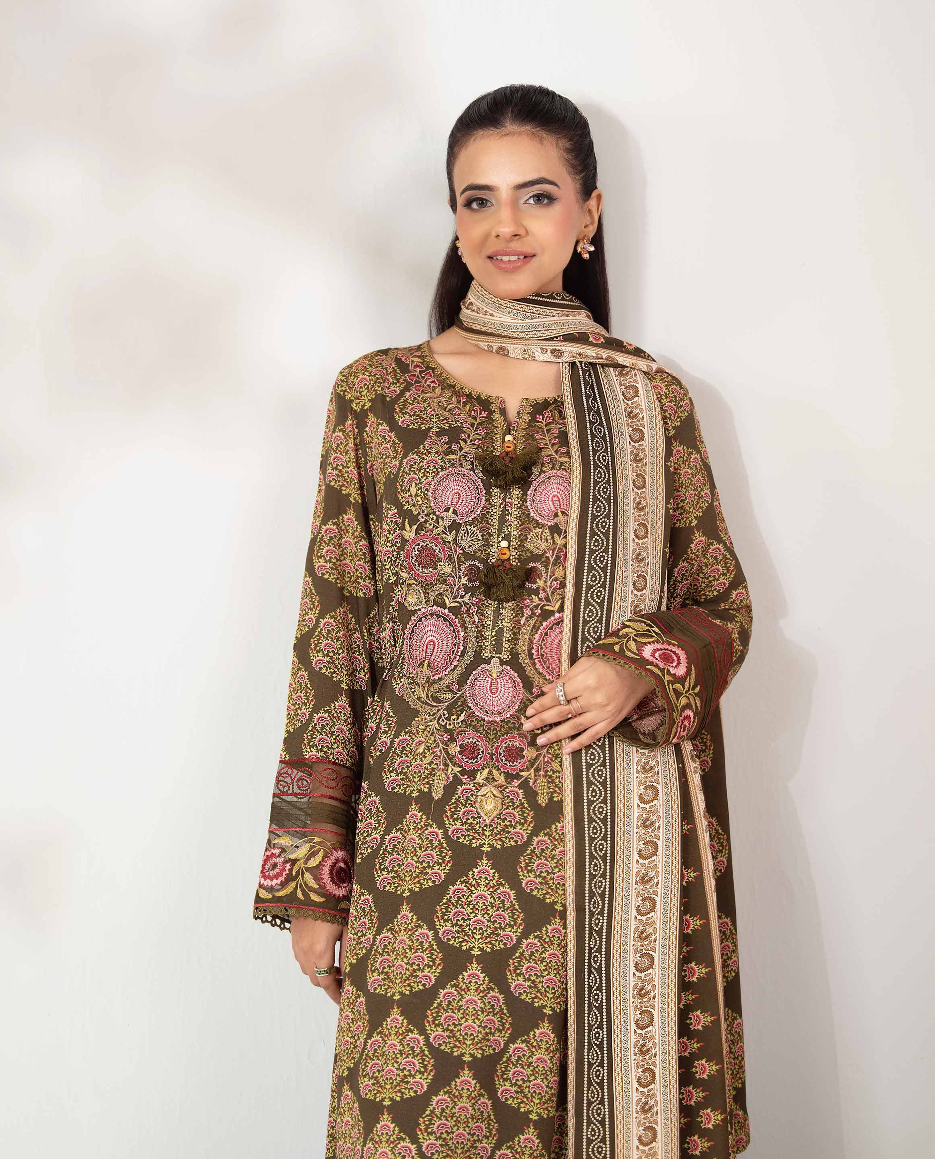 Nishat Unstitched Printed Khaddar 3-Pc