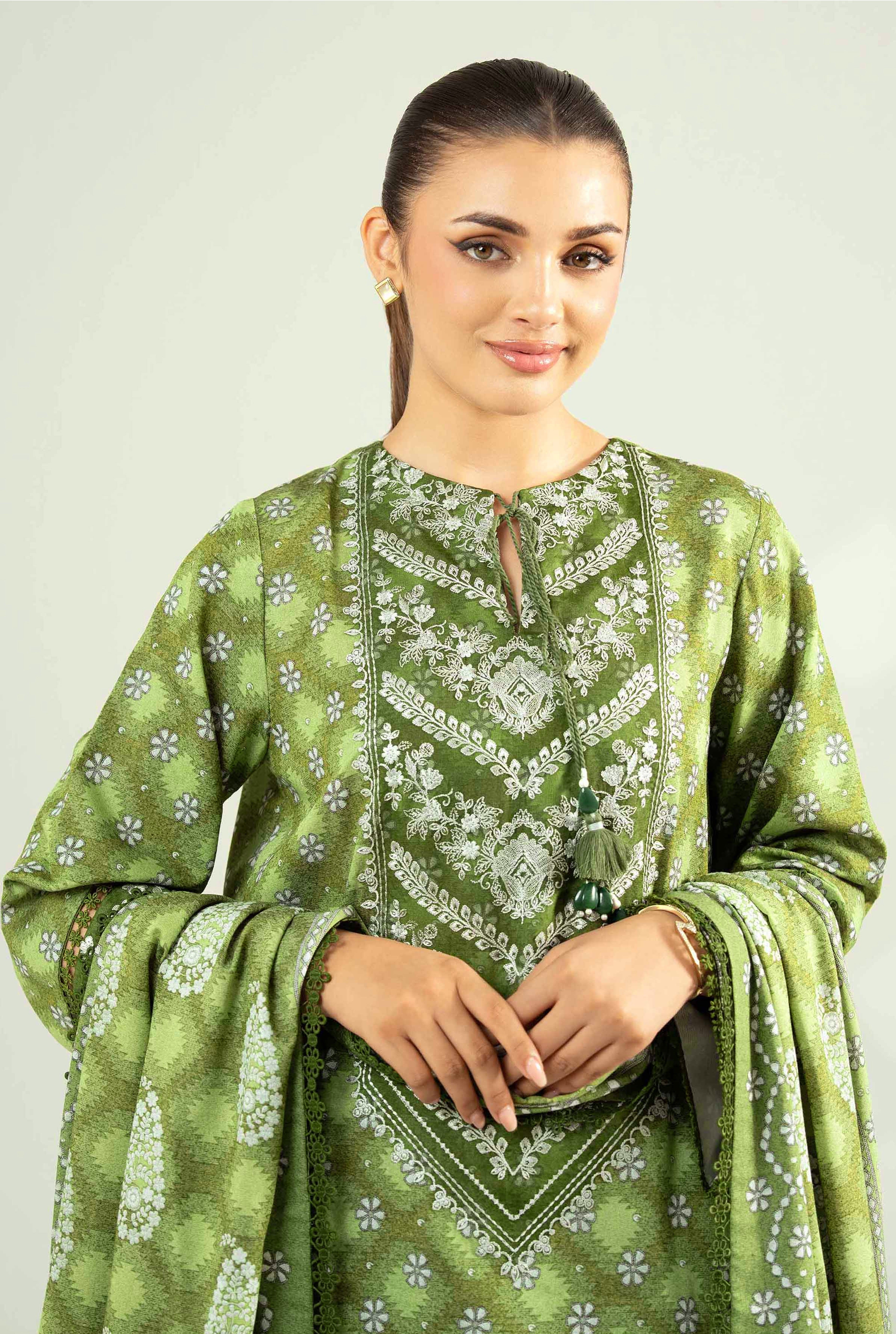Nishat Unstitched Printed Khaddar 3-Pc