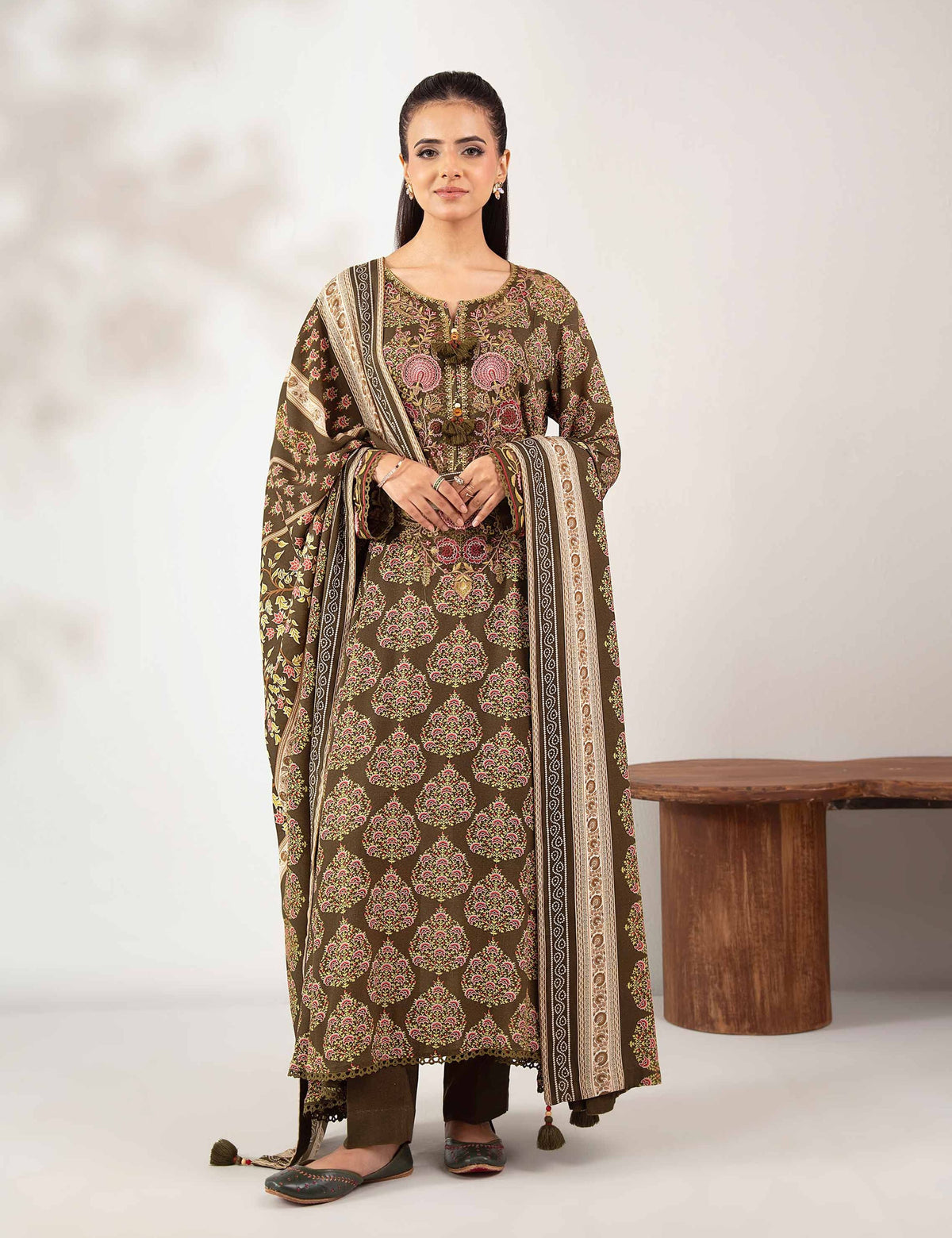Nishat Unstitched Printed Khaddar 3-Pc