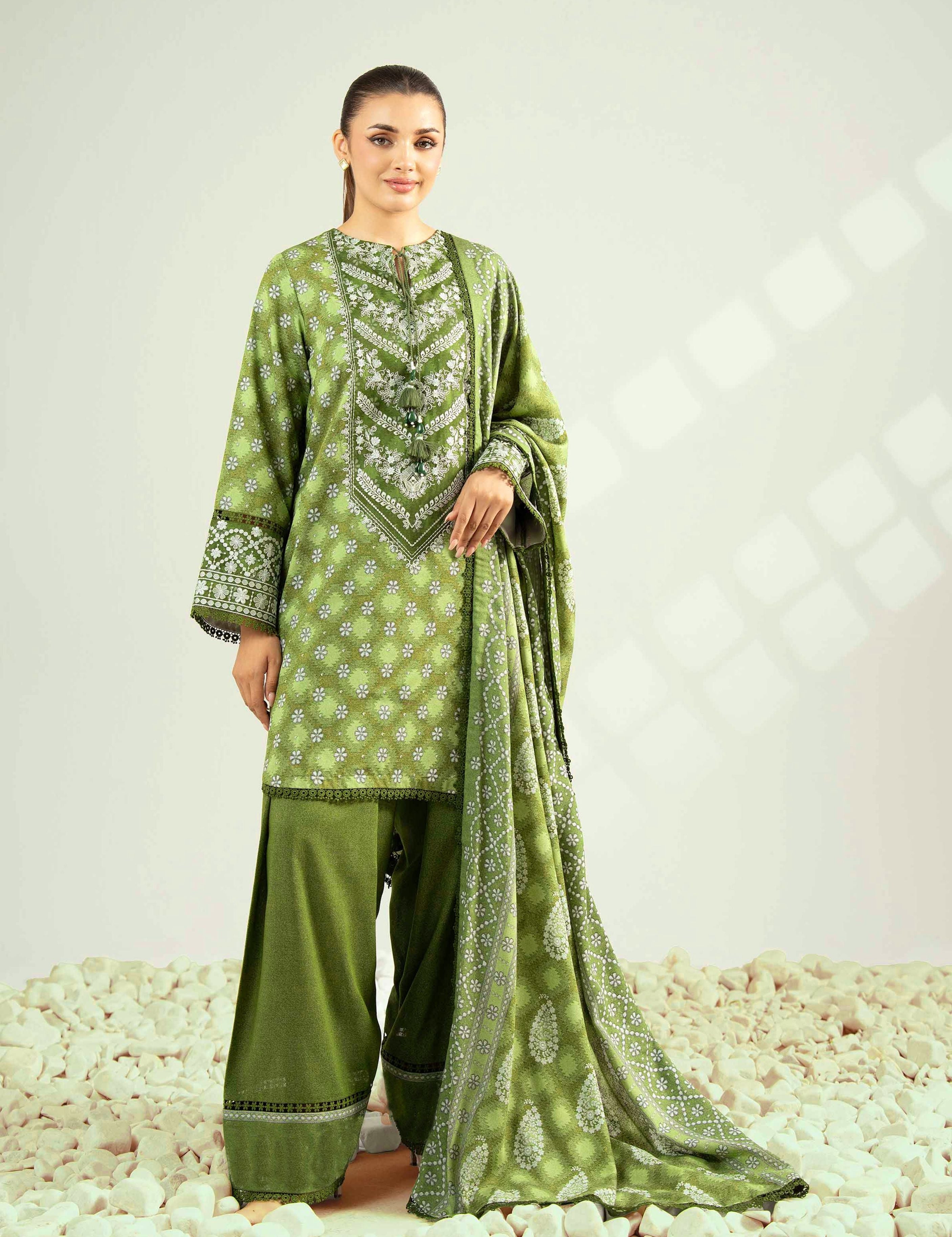 Nishat Unstitched Printed Khaddar 3-Pc