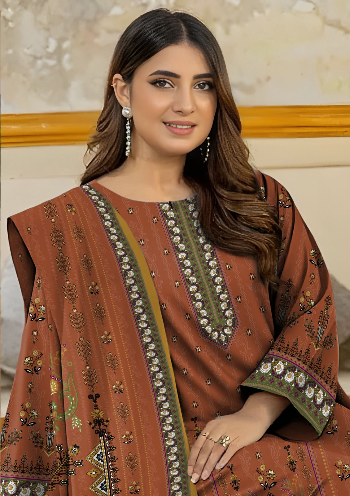 Bareeza Unstitched Printed Khaddar 3pc