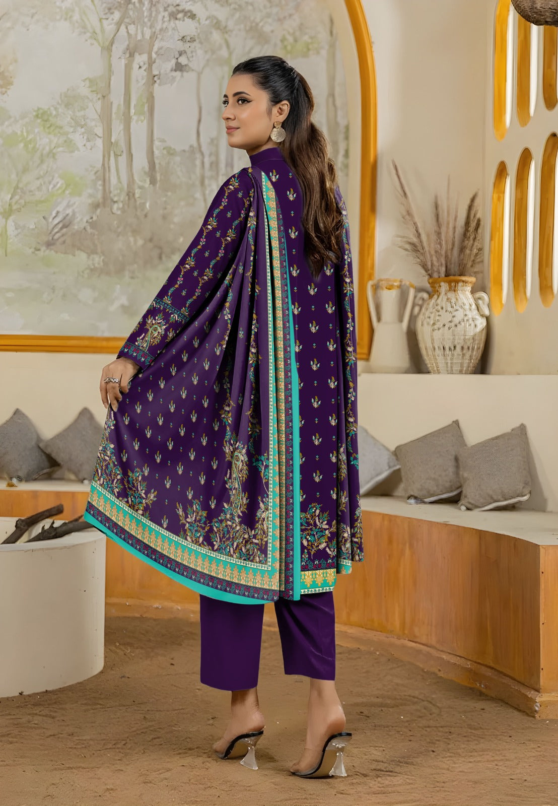 Bareeza Unstitched Printed Khaddar 3pc