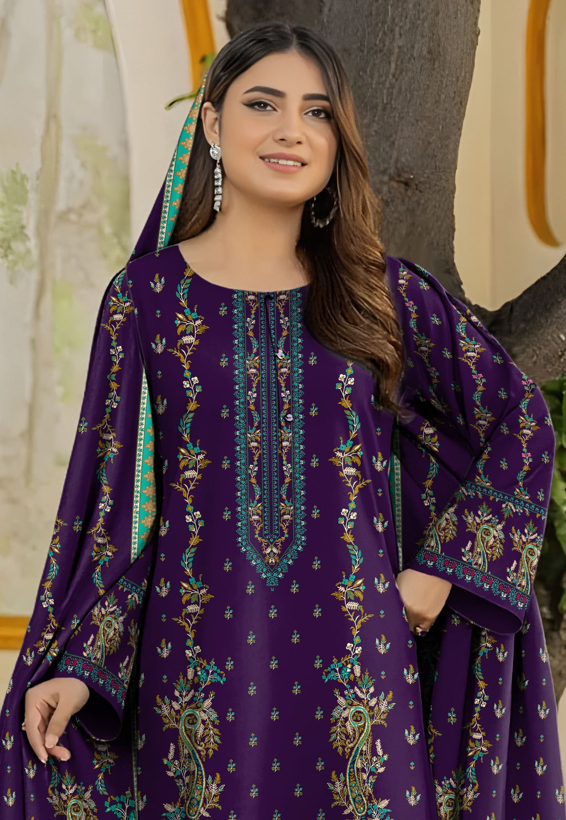 Bareeza Unstitched Printed Khaddar 3pc