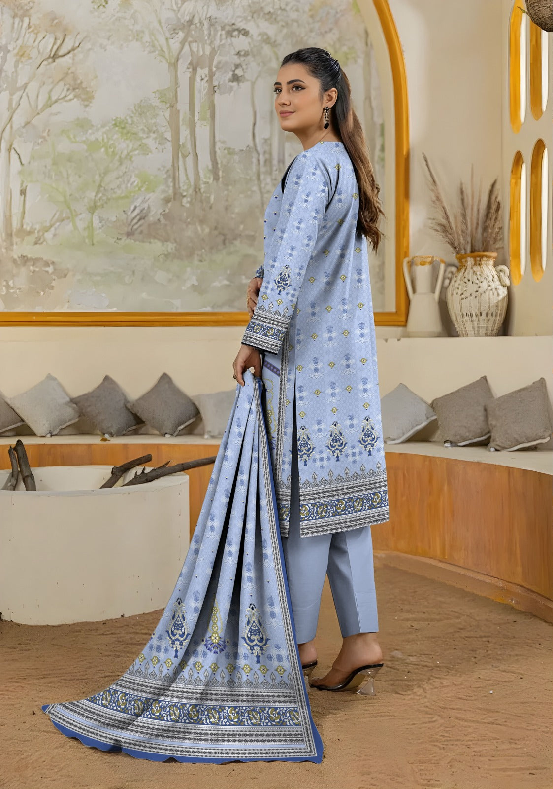 Bareeza Unstitched Printed Khaddar 3pc