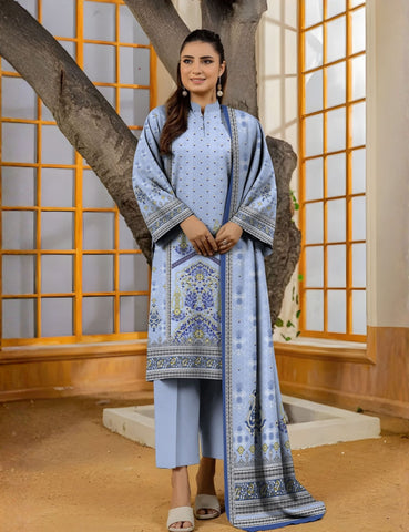 Bareeza Unstitched Printed Khaddar 3pc