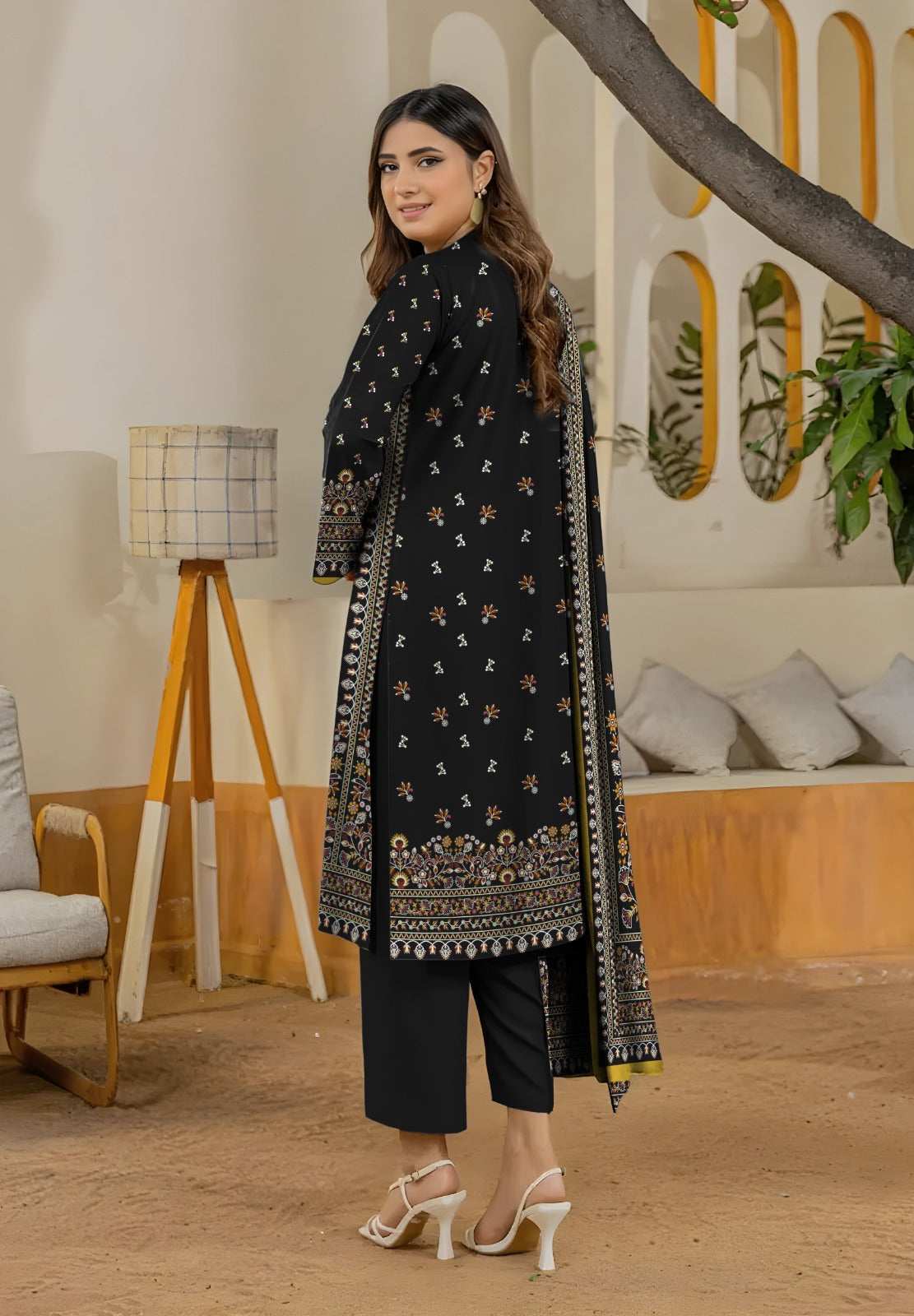 Bareeza Unstitched Printed Khaddar 3pc