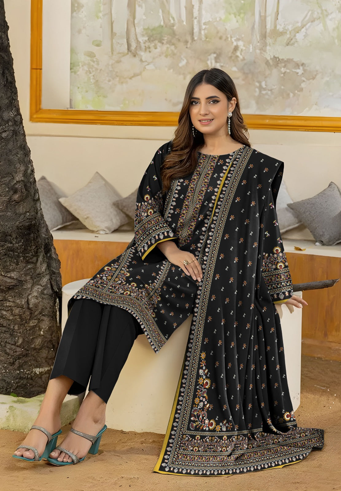 Bareeza Unstitched Printed Khaddar 3pc