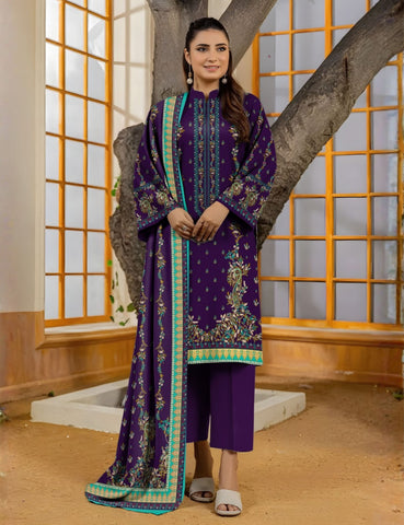 Bareeza Unstitched Printed Khaddar 3pc