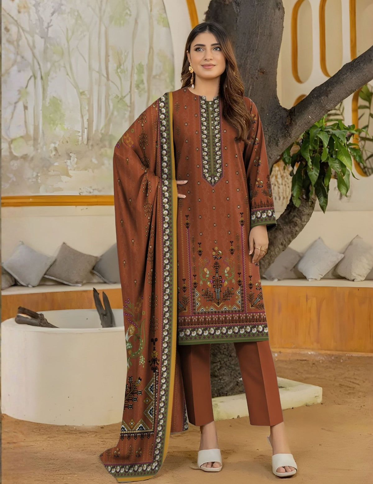 Bareeza Unstitched Printed Khaddar 3pc