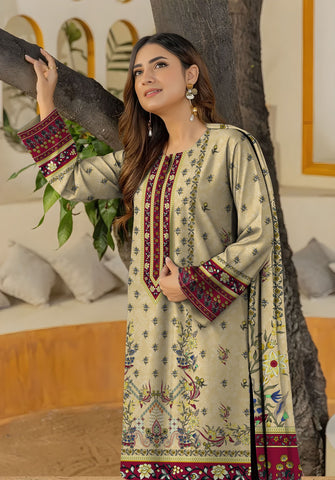 Bareeza Unstitched Printed Khaddar 3pc