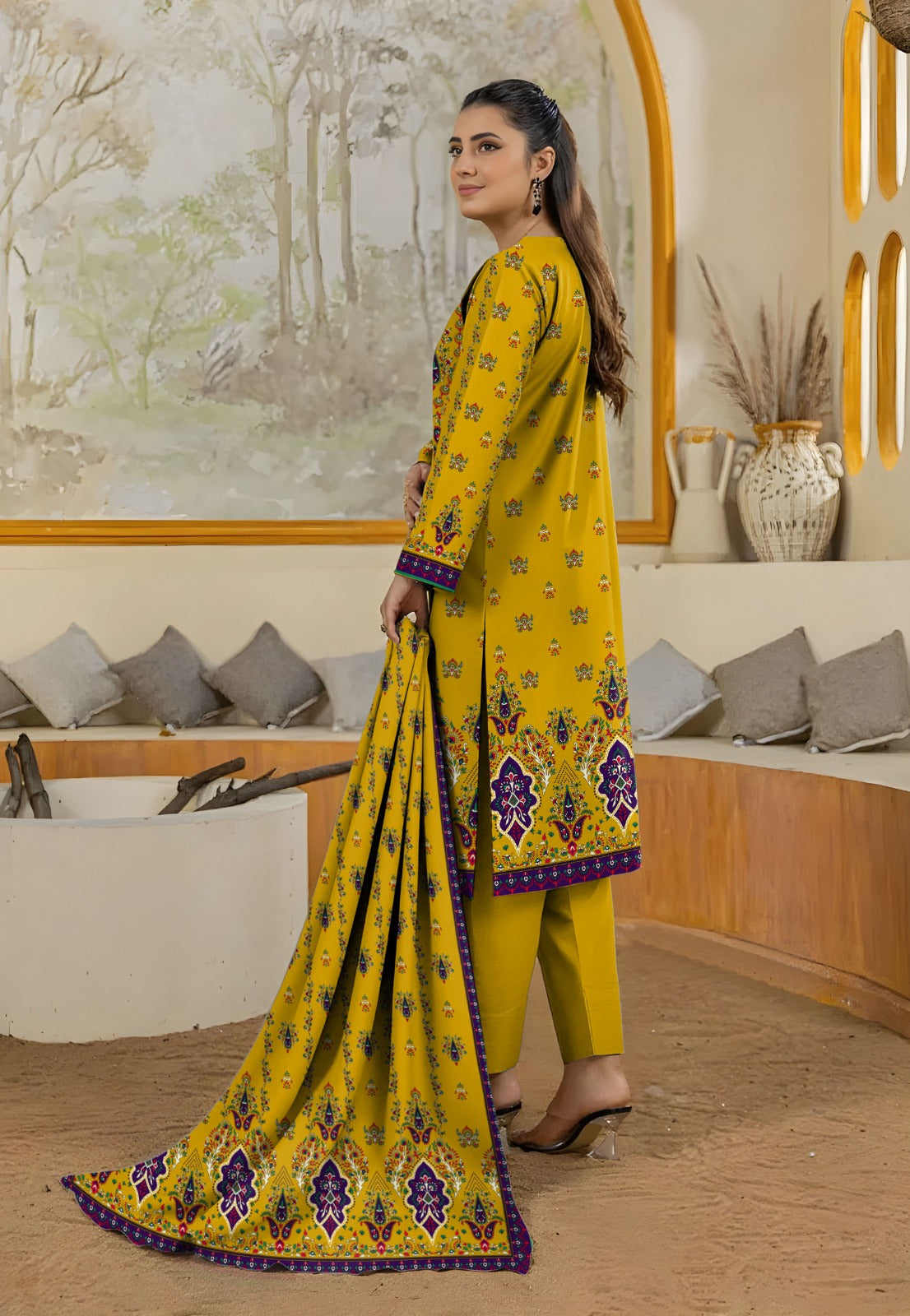 Bareeza Unstitched Printed Khaddar 3pc