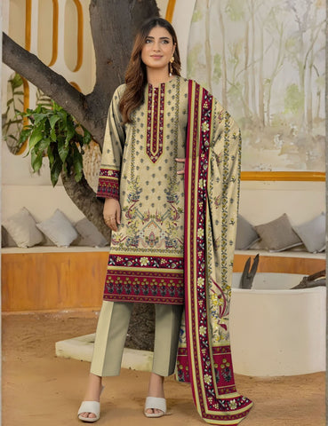 Bareeza Unstitched Printed Khaddar 3pc