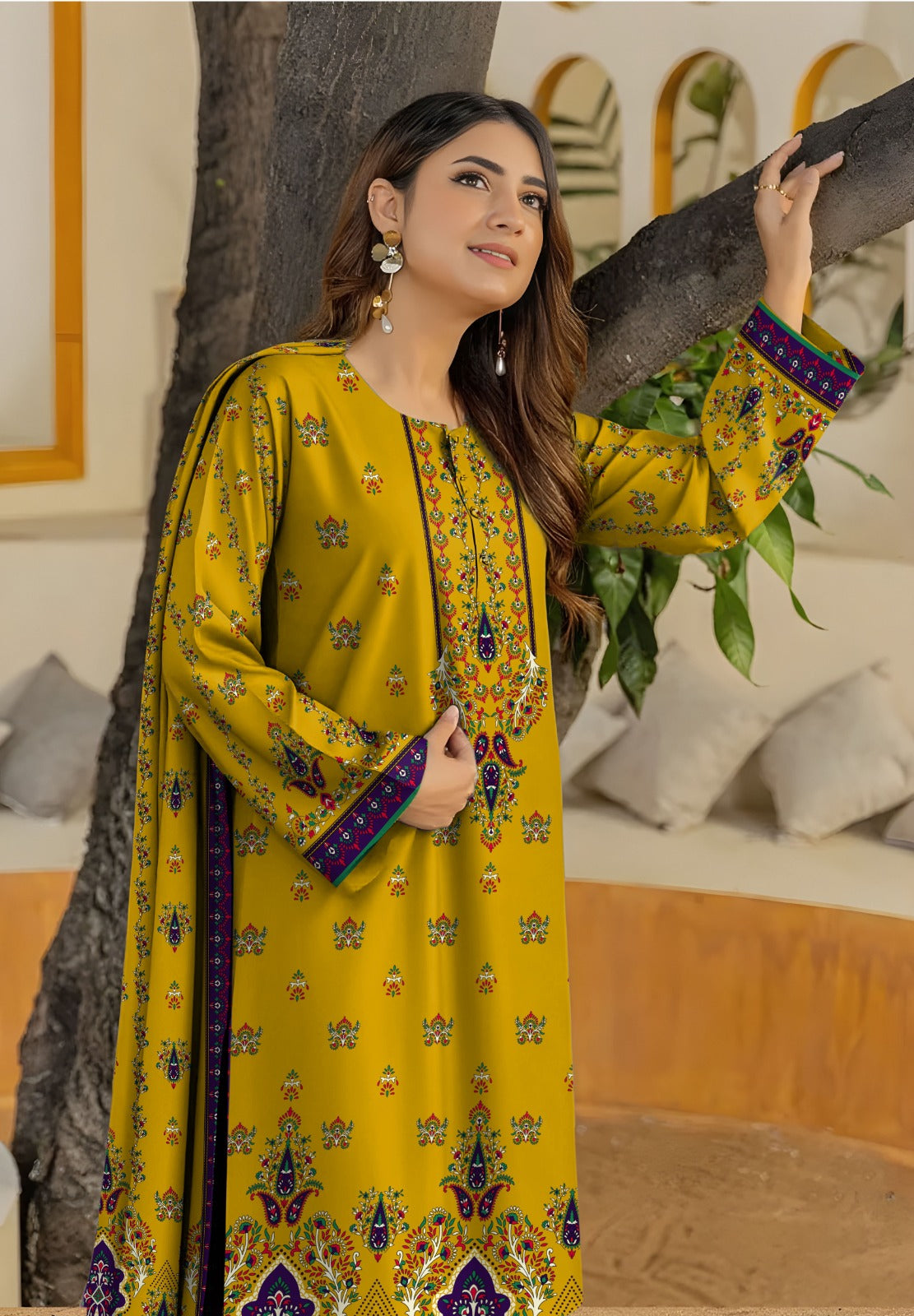 Bareeza Unstitched Printed Khaddar 3pc