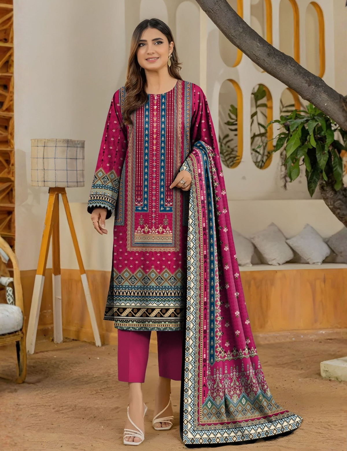 Bareeza Unstitched Printed Khaddar 3pc