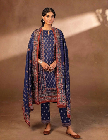 Sawan Printed Khaddar 3-Pc SP-4473