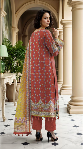 Nisha Designer Printed Emb Lawn 3PC V-599