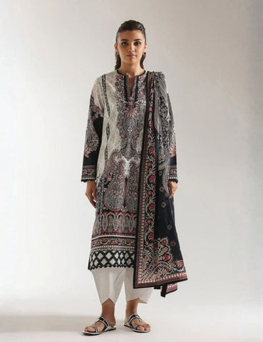 Unstitched Ethnic Printed Linen 3-Pc 01