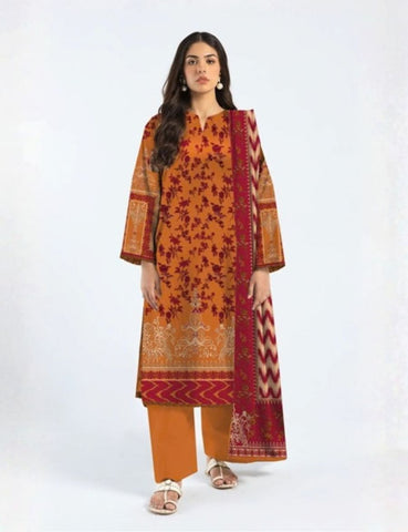 Unstitched Ethnic Printed Linen 3-Pc 02