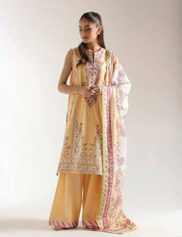 Unstitched Ethnic Printed Linen 3-Pc 06