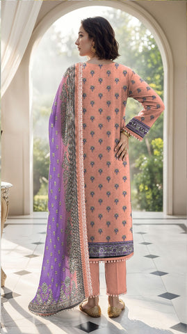 Nisha Designer Printed Emb Lawn 3PC V-599