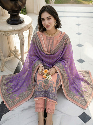 Nisha Designer Printed Emb Lawn 3PC V-599