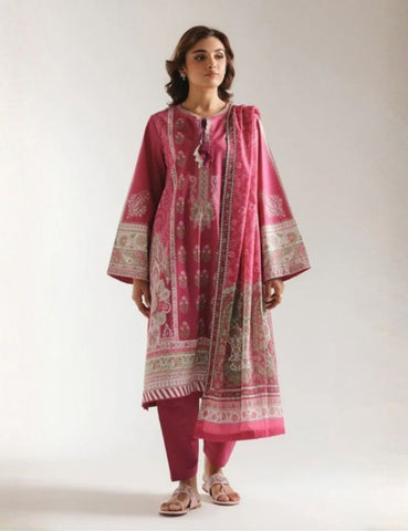 Unstitched Ethnic Printed Linen 3-Pc 07