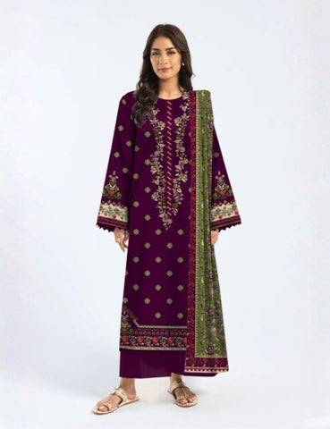 Unstitched Ethnic Printed Linen 3-Pc 09