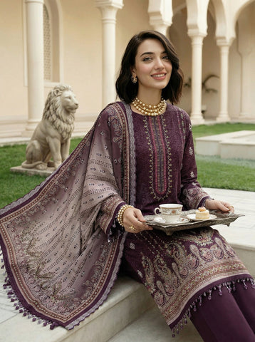 Nisha Designer Printed Emb Lawn 3PC V-599