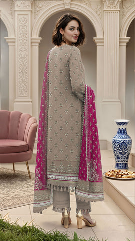 Nisha Designer Printed Emb Lawn 3PC V-599
