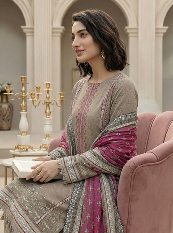 Nisha Designer Printed Emb Lawn 3PC V-599