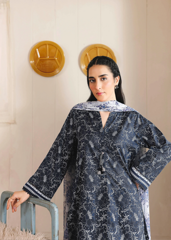 Unstitched Edenrobe Printed Linen 3-Pc 05