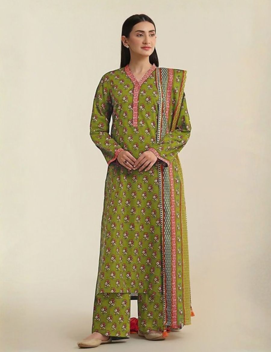 Unstitched Edenrobe Printed Linen 3-Pc 01