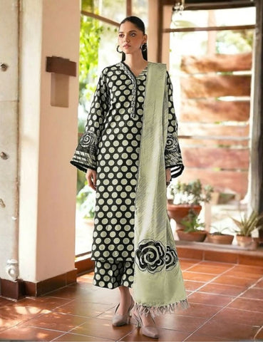 Unstitched Edenrobe Printed Linen 3-Pc 03