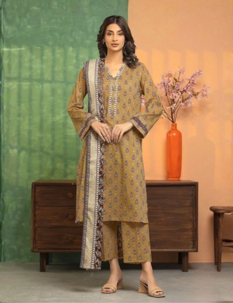 Unstitched Edenrobe Printed Linen 3-Pc 07